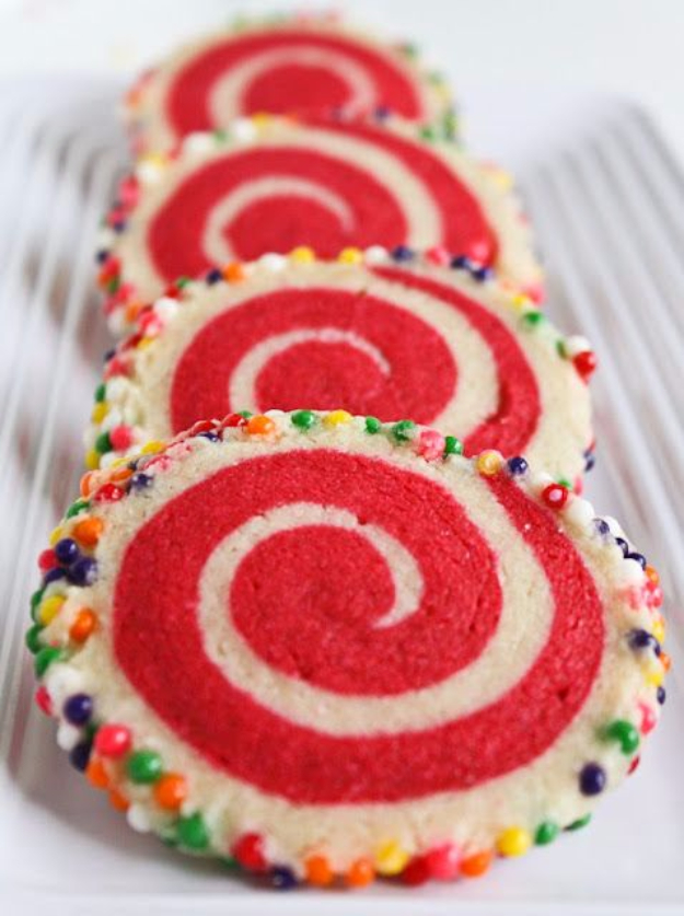 DIY Valentines Day Cookies - Colorful Spiral Cookies - Easy Cookie Recipes and Recipe Ideas for Valentines Day - Cute DIY Decorated Cookies for Kids, Homemade Box Cookies and Bouquet Ideas - Sugar Cookie Icing Tutorials With Step by Step Instructions - Quick, Cheap Valentine Gift Ideas for Him and Her http://diyjoy.com/diy-valentines-day-cookie-recipes