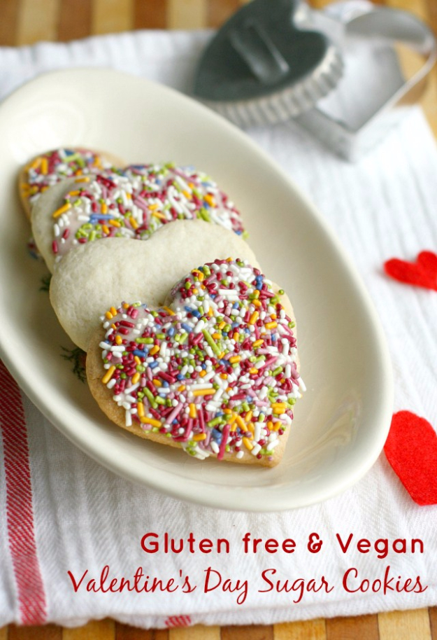 DIY Valentines Day Cookies - Gluten Free and Vegan Sugar Cookies - Easy Cookie Recipes and Recipe Ideas for Valentines Day - Cute DIY Decorated Cookies for Kids, Homemade Box Cookies and Bouquet Ideas - Sugar Cookie Icing Tutorials With Step by Step Instructions - Quick, Cheap Valentine Gift Ideas for Him and Her http://diyjoy.com/diy-valentines-day-cookie-recipes