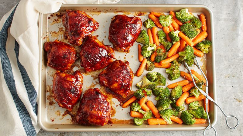 Asian Barbecued Chicken with Vegetables Sheet-Pan Dinner
