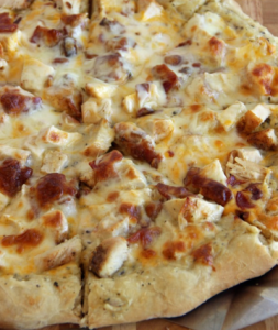 Grilled Chicken & Bacon Pizza with a Garlic Cream Sauce