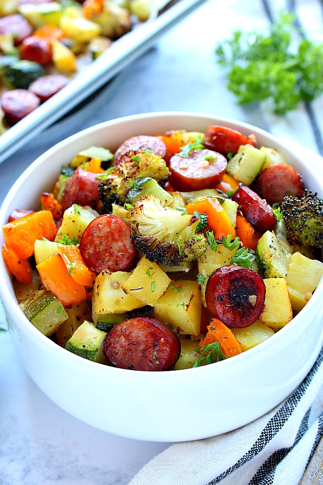 Healthy Sheet Pan Sausage and Vegetables