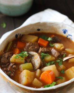 Old fashioned beef and vegetable soup in Instant Pot