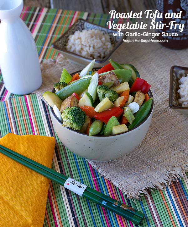 Roasted Tofu and Vegetable Stir-Fry with Garlic-Ginger Sauce