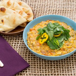 Spiced Lentil Stew with Summer Vegetables & Toasted Naan