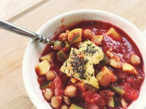 Vegetable Stew with Polenta Croutons