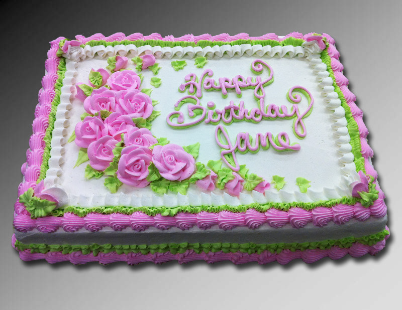 1/2 Sheet Cake
 Pink Rose 1 2 Sheet Cake