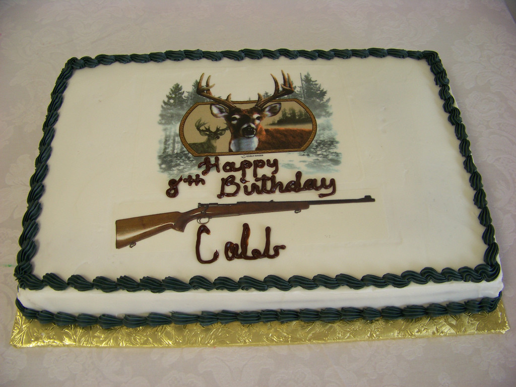 1/2 Sheet Cake
 Deer and Rifle Birthday Cake