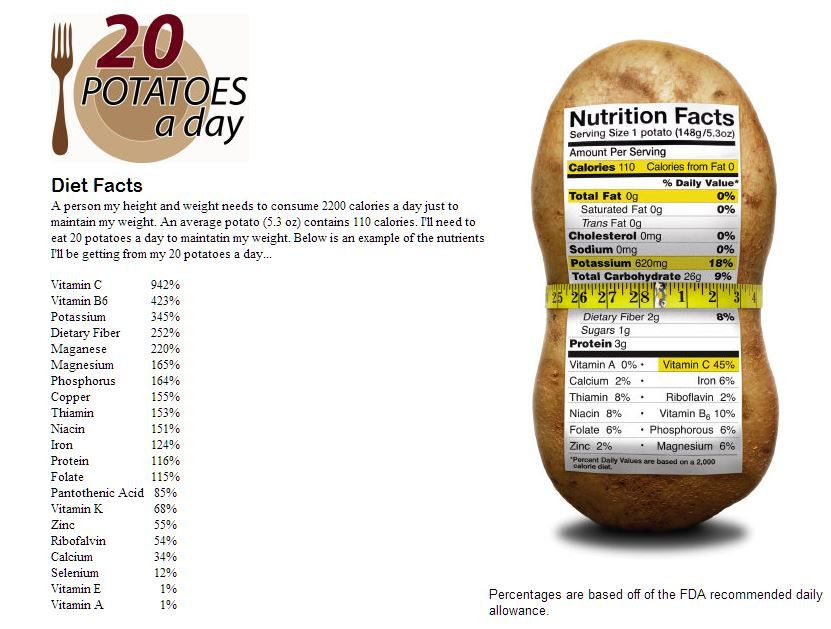 1 Potato Calories
 28 Day Potato Diet Calories postsfilmsz8 over blog