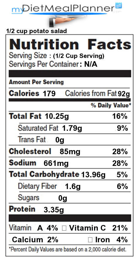 1 Potato Calories
 Total Carbs in 1 2 cup potato salad Nutrition Facts for