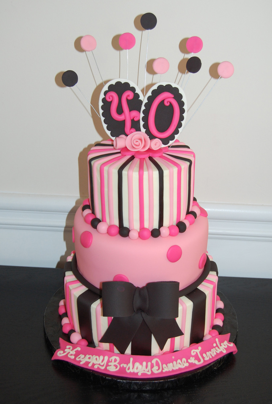 40Th Birthday Cake
 40Th Birthday Cake Pink And Black CakeCentral