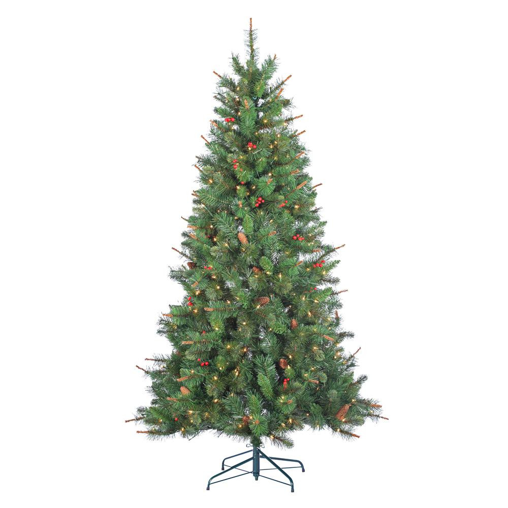 6.5 Ft. Verde Spruce Artificial Christmas Tree With 400 Clear Lights, Greens
 Sterling 6 5 ft Indoor Pre Lit Hard Mixed Needle Black