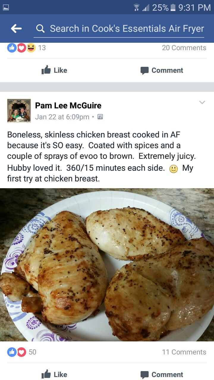 Air Fried Chicken Breast
 Boneless breasts AIR FRYER RECIPES