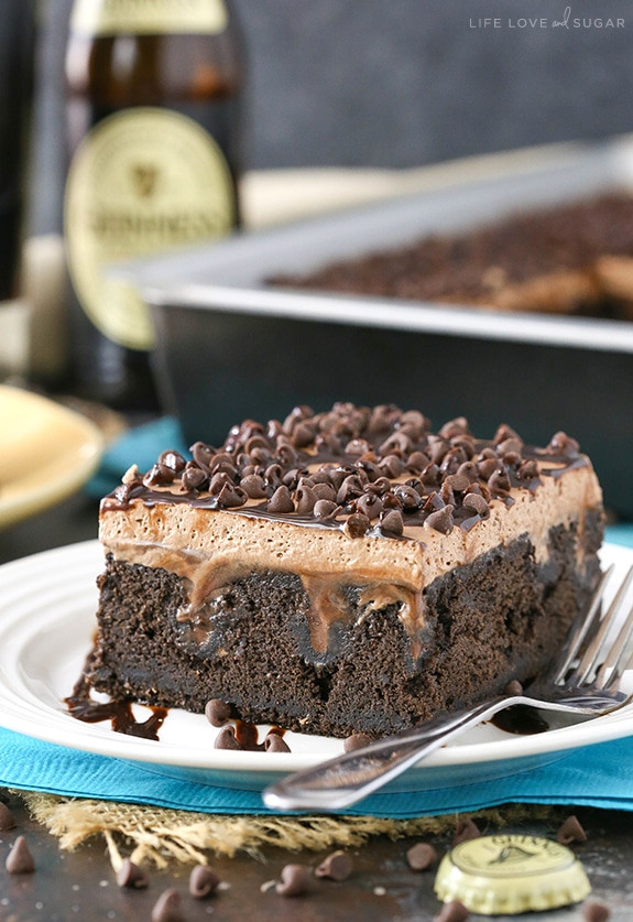 Baileys Chocolate Poke Cake
 Guinness Chocolate Poke Cake Life Love and Sugar