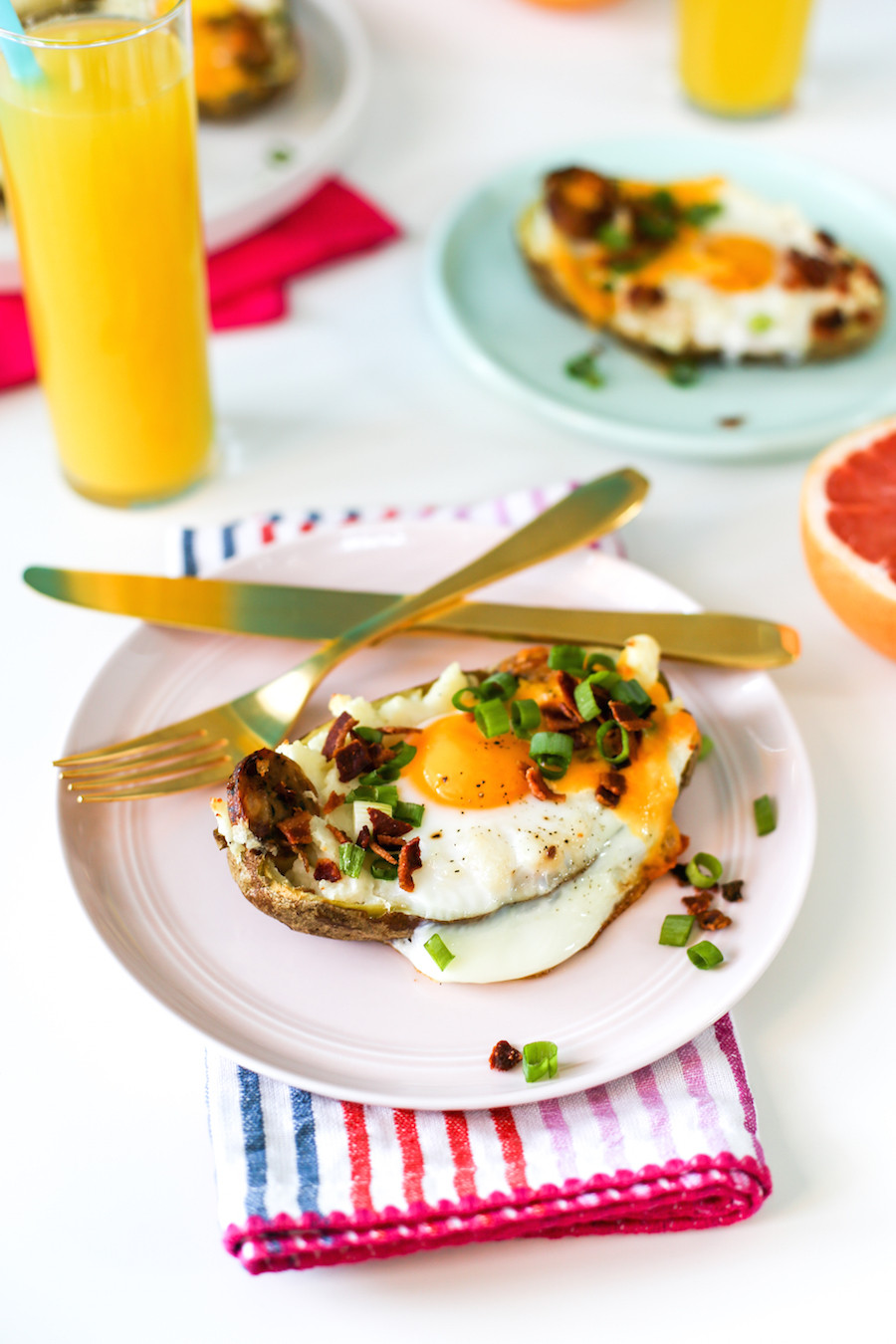 Baked Breakfast Potatoes
 Twice Baked Breakfast Potatoes