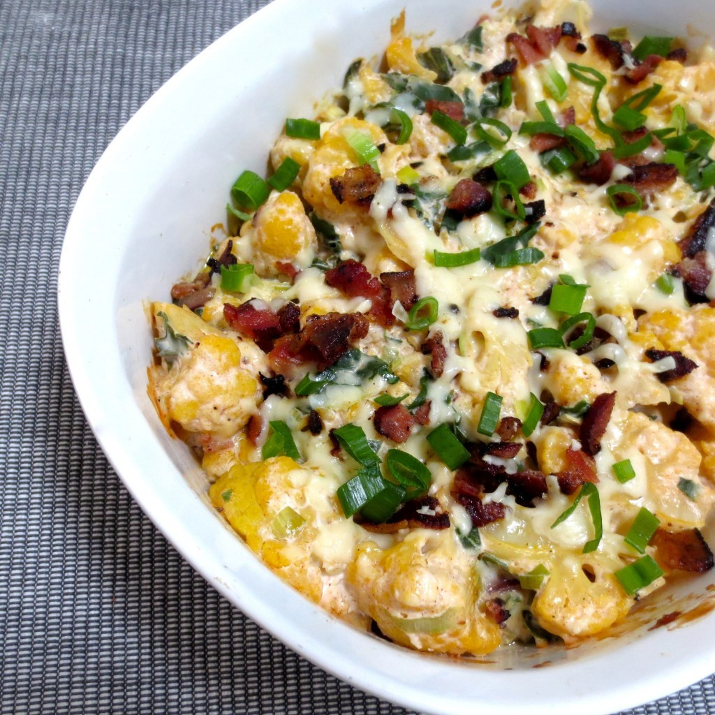 Baked Cauliflower Casserole
 Loaded Cauliflower Casserole With Swiss Chard & Bacon