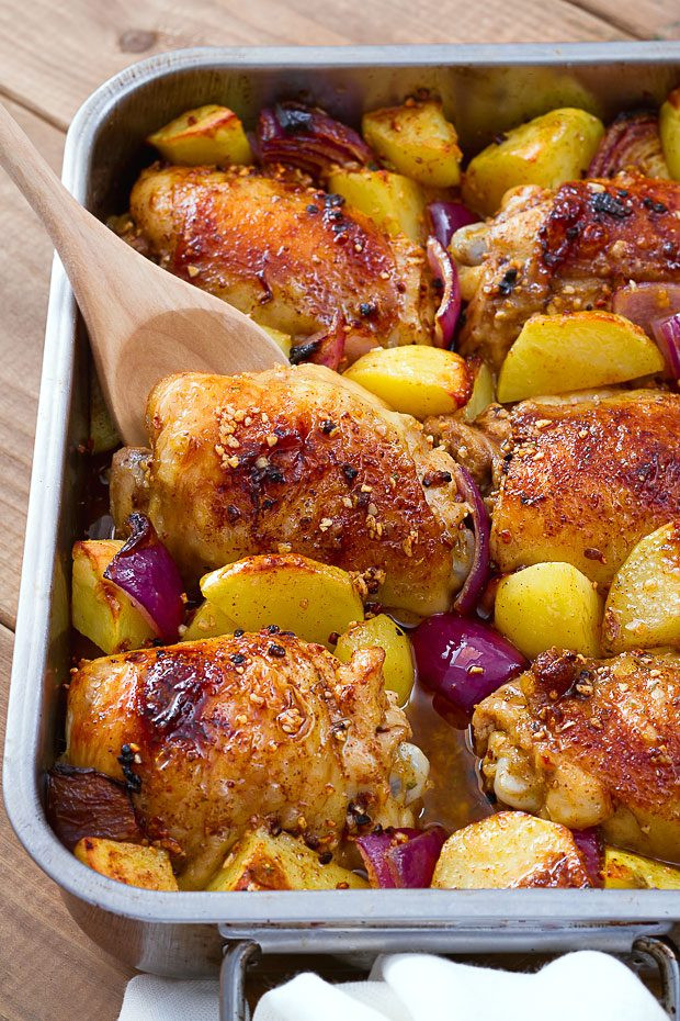 Baked Chicken Thigh
 Baked Garlic Chicken and Potatoes — Eatwell101