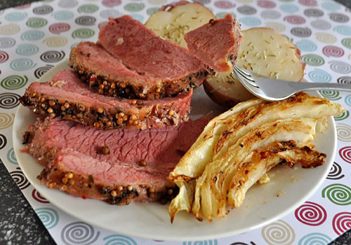 Baked Corn Beef
 Baked Corned Beef with Potatoes and Cabbage