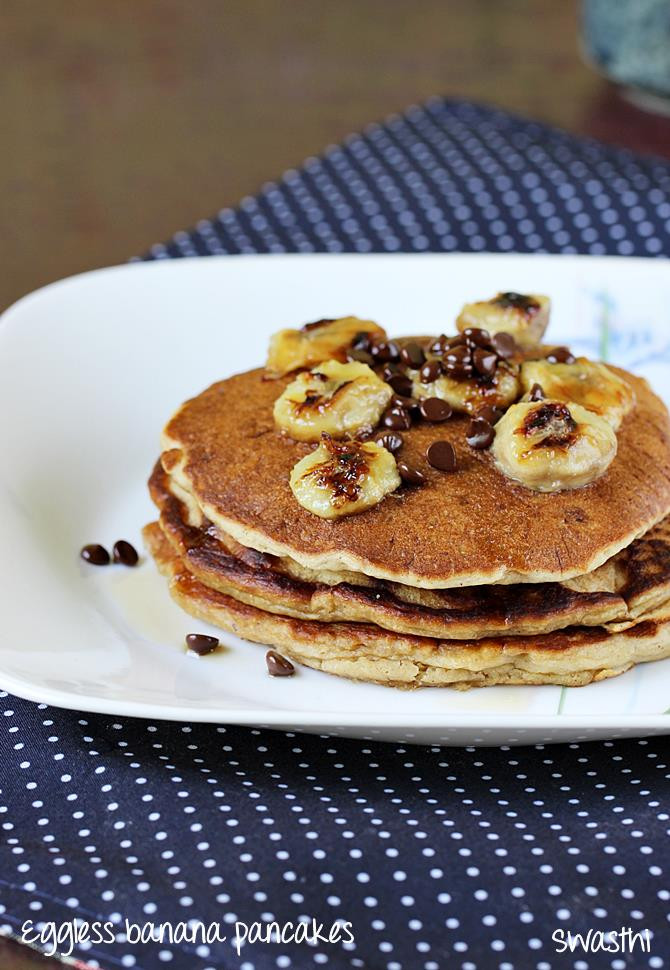 Banana Pancakes Recipe
 Eggless banana pancakes recipe