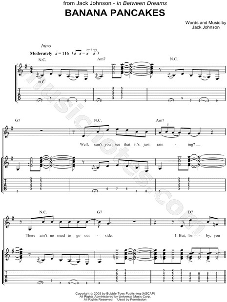 Banana Pancakes Ukulele Chords
 Jack Johnson "Banana Pancakes" Guitar Tab in G Major