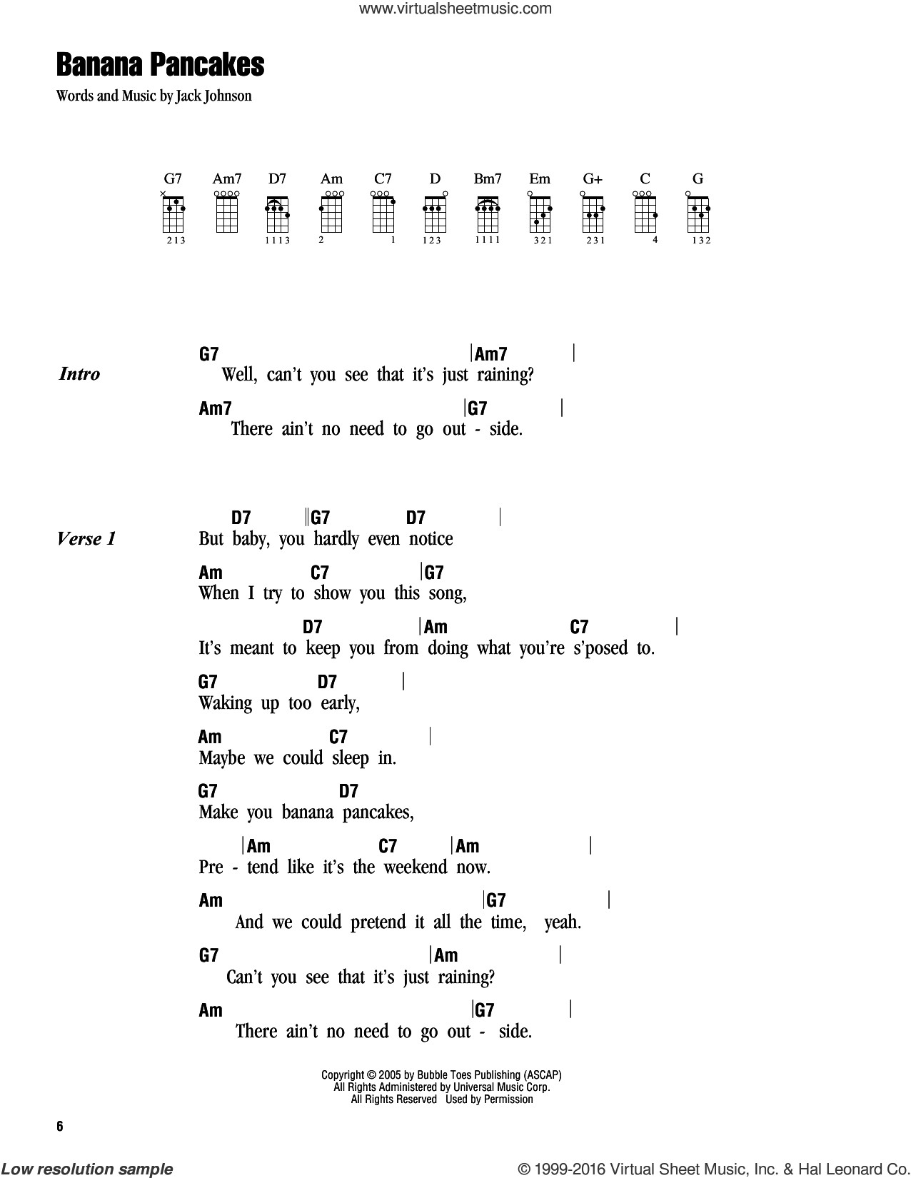 Banana Pancakes Ukulele Chords
 Johnson Banana Pancakes sheet music for ukulele chords