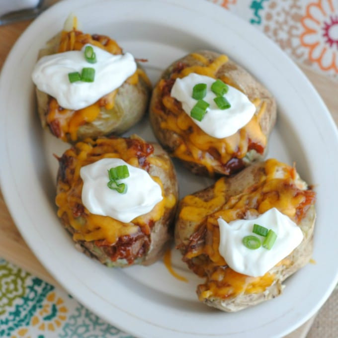 Bbq Baked Potato
 Loaded BBQ Pork Baked Potatoes Slow Cooker and Instant