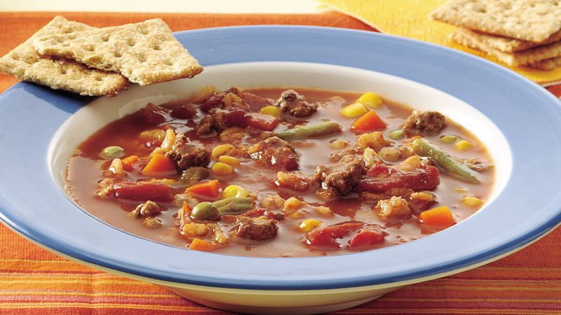 Beef Barley Vegetable Soup
 Ve able Beef Barley Soup recipe from Betty Crocker