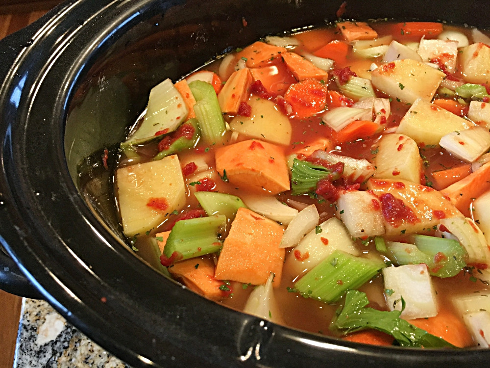 Beef Vegetable Stew
 Slow Cooker Root Ve able Beef Stew At My Kitchen Table