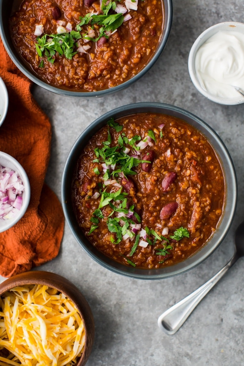 Best Vegetarian Chili
 Bulgur Ve arian Chili with Kidney Beans