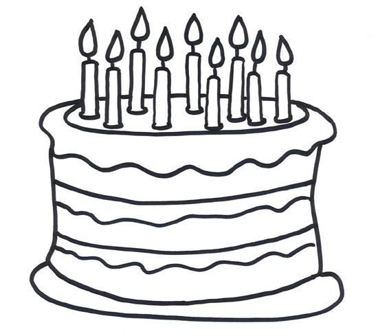 Birthday Cake Coloring Page
 coloring sheet of a 9th birthday cake for kids