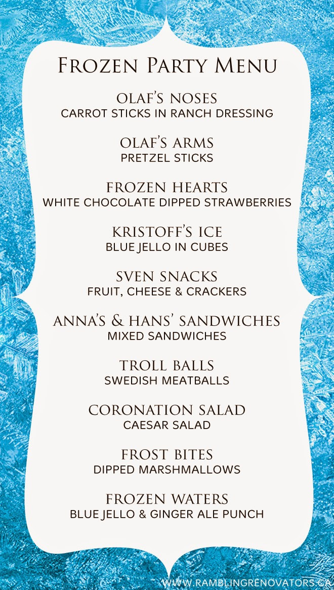 Birthday Dinner Menu Ideas
 A Frozen 5th Birthday Party Rambling Renovators