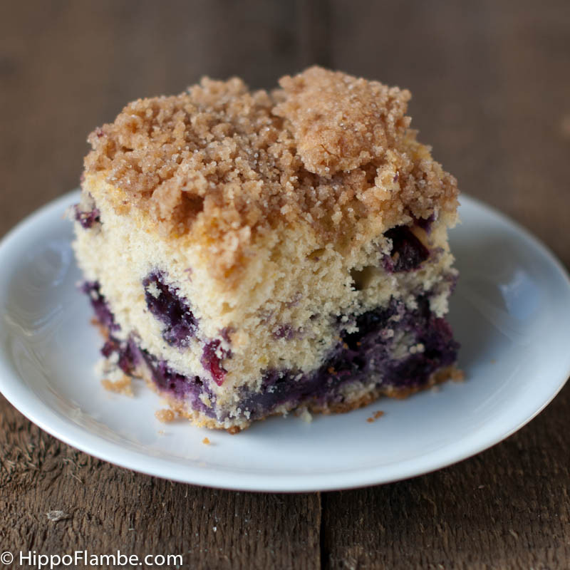 Blueberry Crumb Cake
 Hippo Flambé Blueberry Crumb Cake