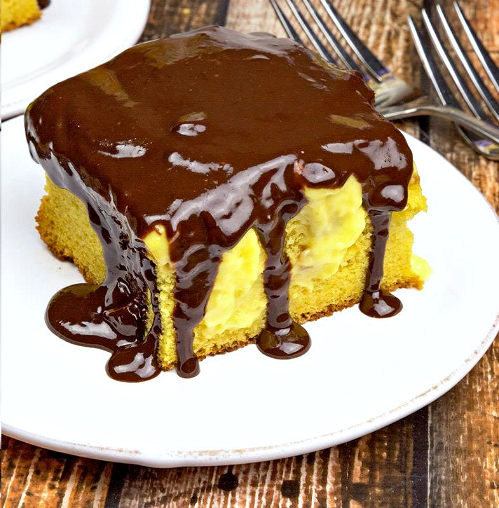 Boston Cream Pie Poke Cake
 7 Moist and Yummy Poke Cakes – All Made with A Cake Mix