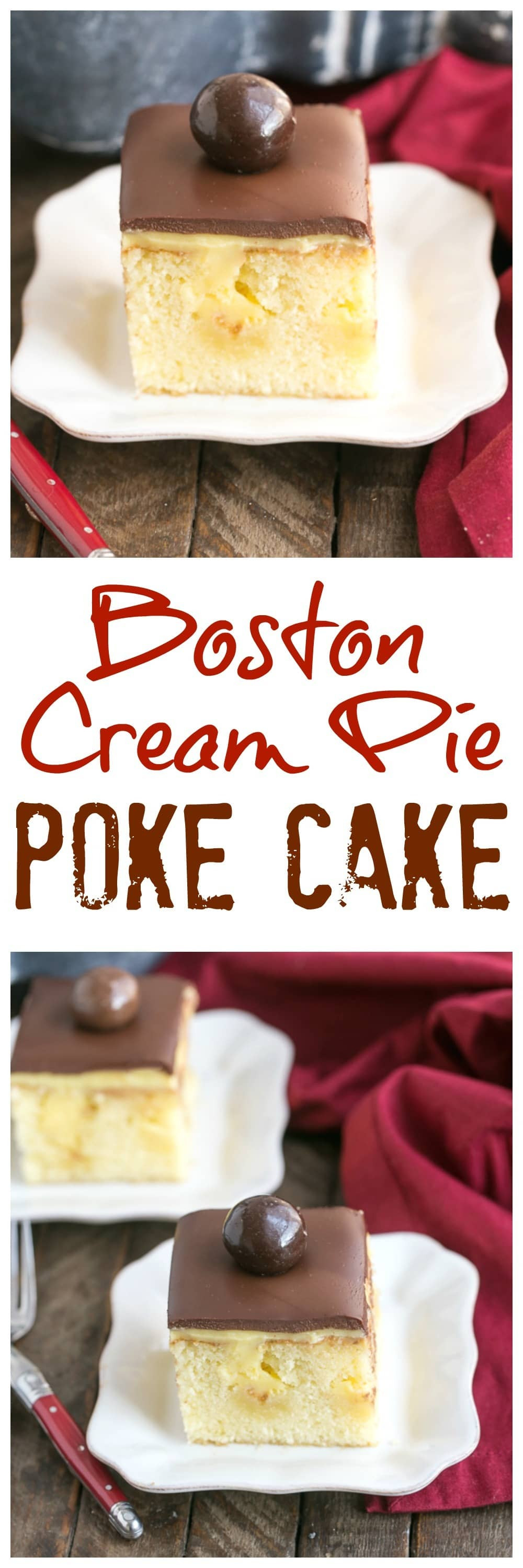 Boston Cream Pie Poke Cake
 Boston Cream Pie Poke Cake TwoSweetiePies That Skinny