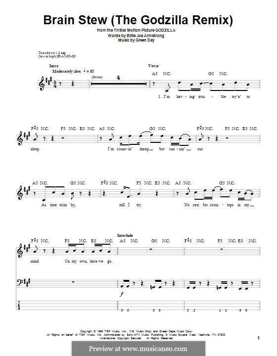 Brain Stew Chords
 Brain Stew The Godzilla Remix Green Day by B J