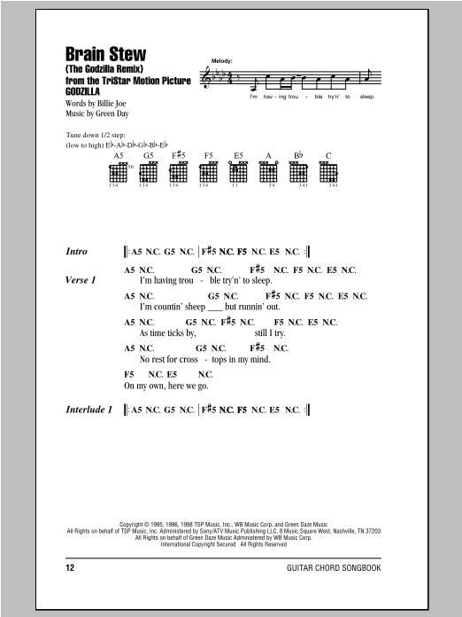 Brain Stew Chords
 Brain Stew The Godzilla Remix