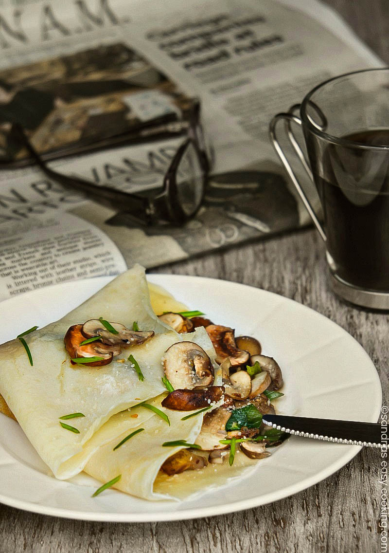 Breakfast Crepe Recipe
 Savory Crepes with Sauteed Mushrooms and Scallions