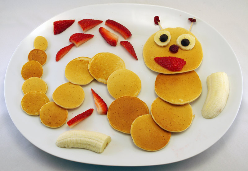 Breakfast For Kids
 For The Kids Pancake Caterpillars