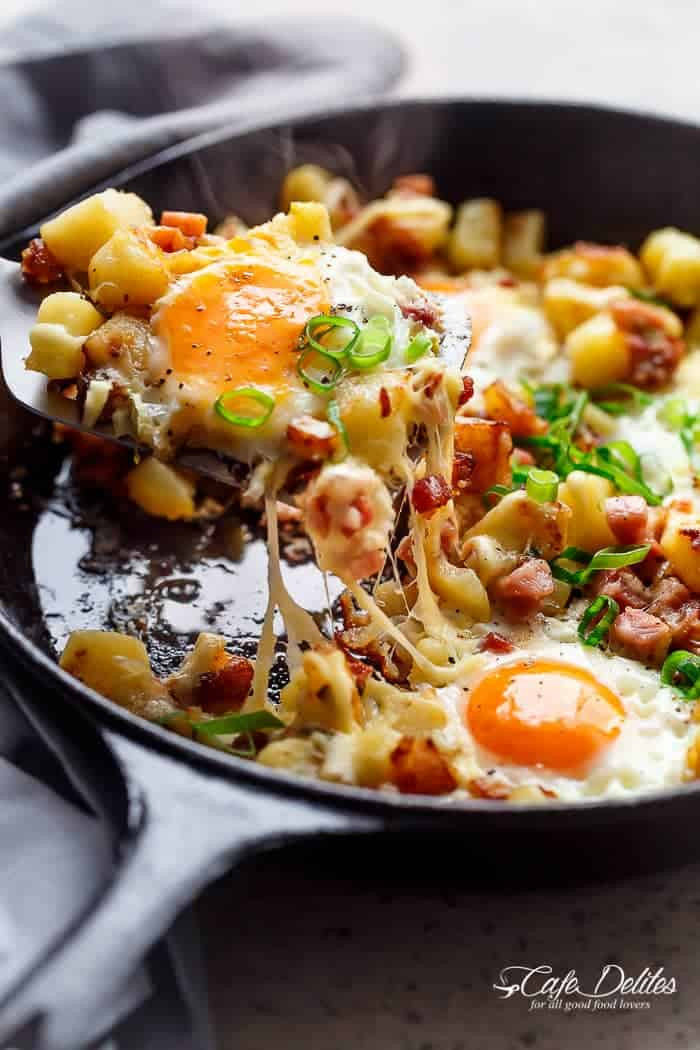 Breakfast Hash Recipe
 Cheesy Bacon And Egg Hash Breakfast Skillet Cafe Delites