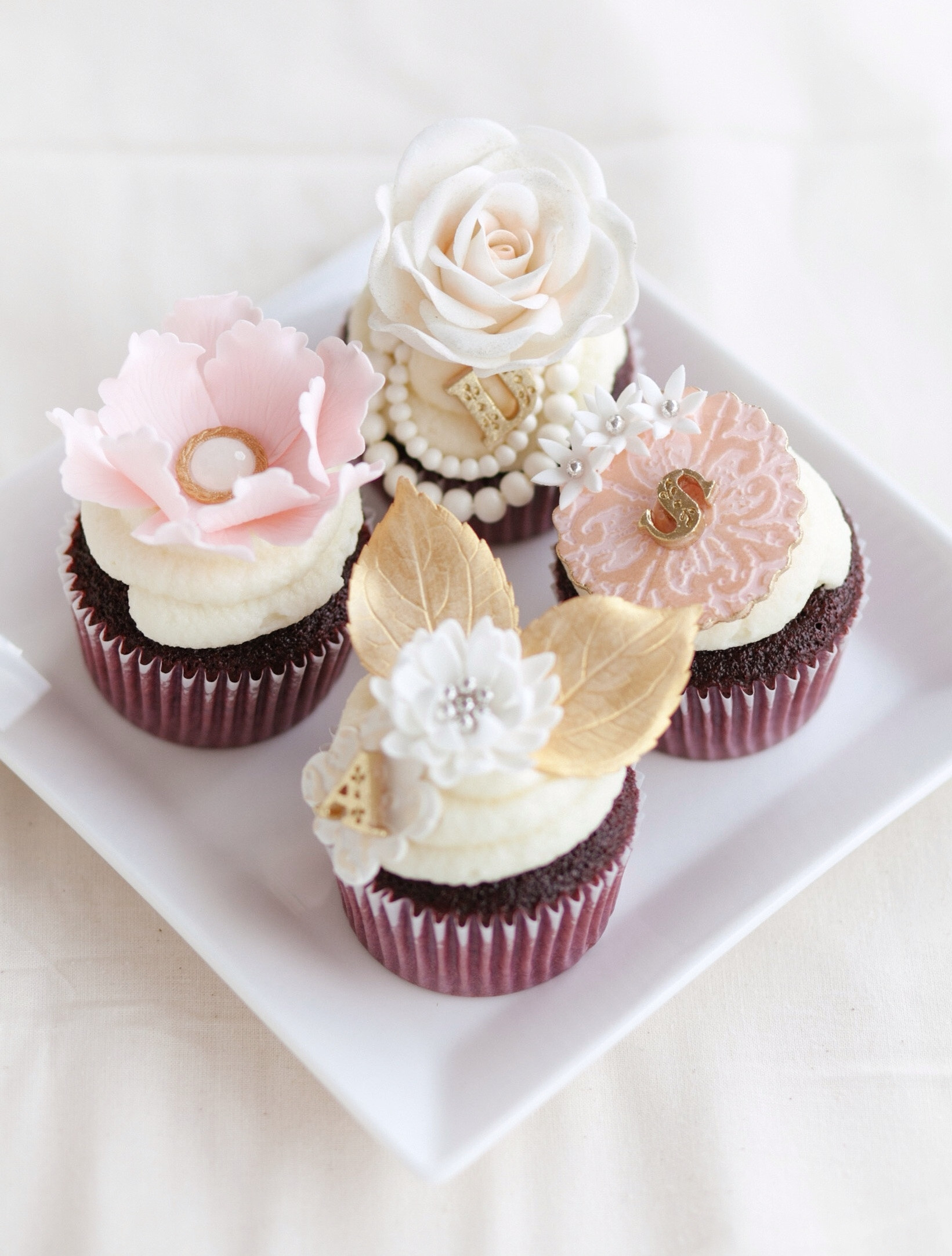 Bridal Shower Cupcakes
 Romantic Pink And Gold Bridal Shower Cupcakes