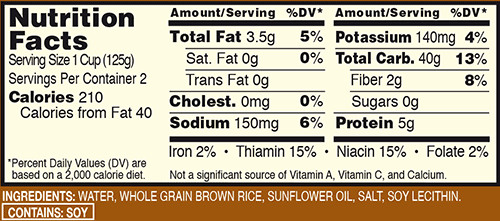 Brown Rice Calories
 Minute Nutritional Analysis We can help