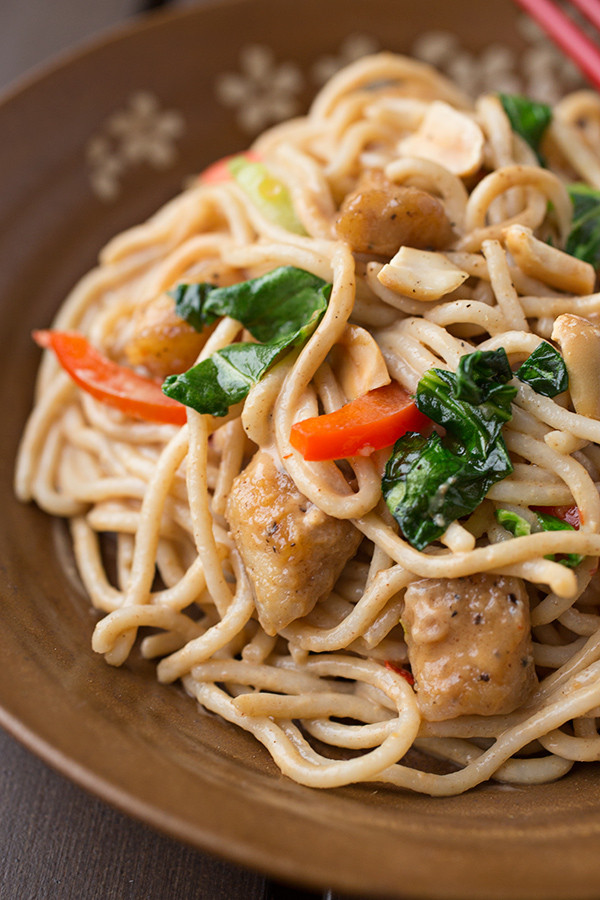 Brown Rice Noodles
 Peanut Chicken over Brown Rice Noodles
