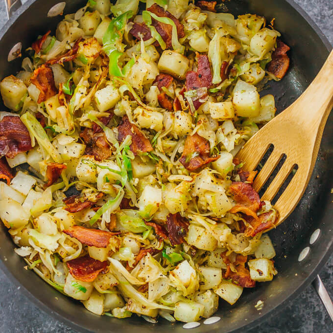 Cabbage And Potatoes
 Fried Cabbage and Potatoes with Bacon Savory Tooth