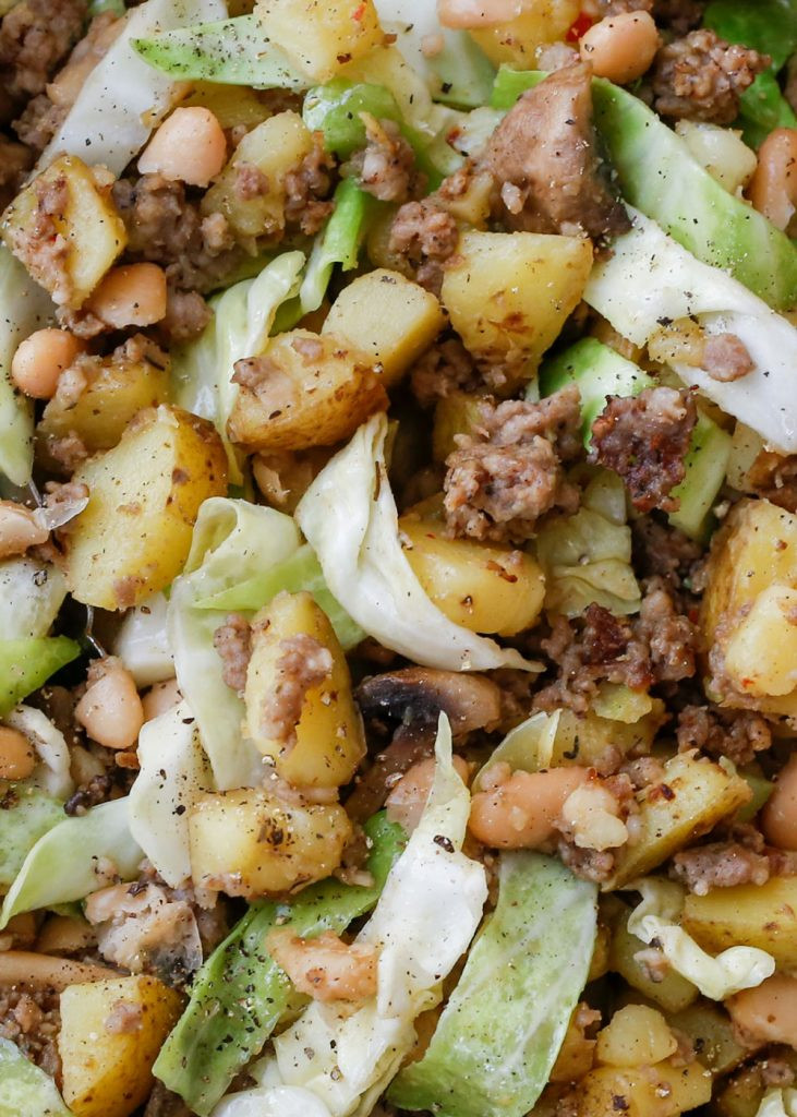 Cabbage And Potatoes
 Sausage Hash with Cabbage Potatoes and Beans