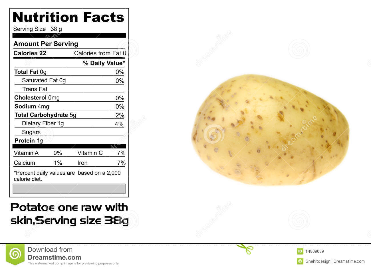 Calories In Medium Potato
 Nutritional Facts Potato Stock Image Image of