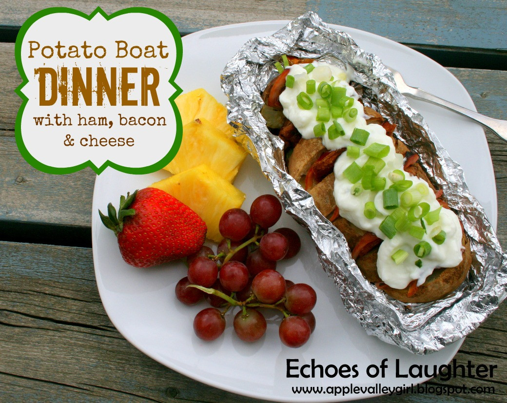Camping Dinner Recipes
 Potato Boat Dinner with Ham Cheese & Bacon in Foil Packet