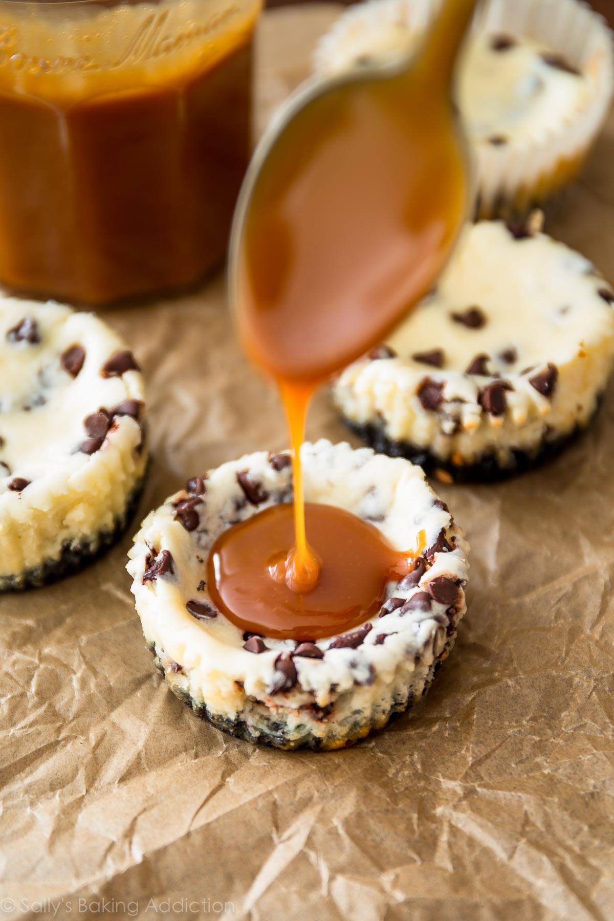 Caramel Cheesecake Recipe
 Salted Caramel Chocolate Chip Cheesecakes Sallys Baking