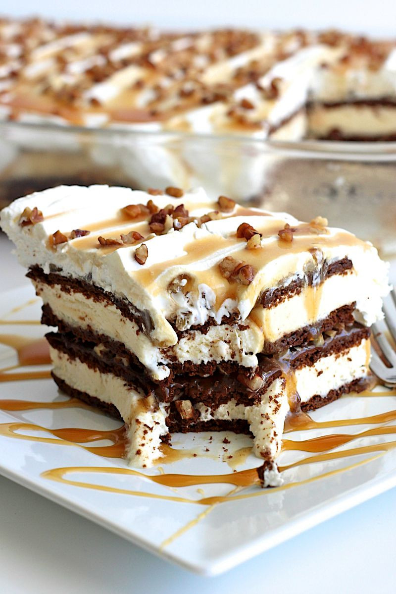 Caramel Dessert Recipes
 Caramel Pecan Ice Cream Sandwich Cake