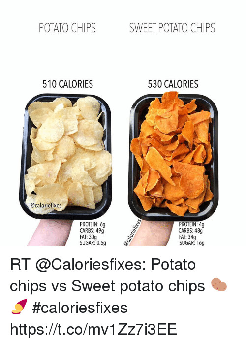 Carbs In Sweet Potato
 POTATO CHIPS SWEET POTATO CHIPS 510 CALORIES 530 CALORIES