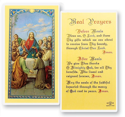 Catholic Dinner Prayer
 Meal Prayers The Last Supper Laminated Prayer Cards 25 Pack