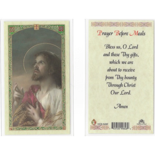 Catholic Dinner Prayer
 Prayer Before Meals Holy Card